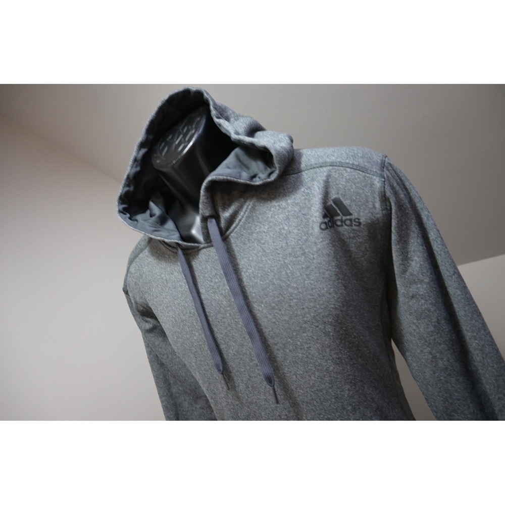 Adidas ClimaWark Fleece Hoodie Mens Size Large Gray Pullover Athletic Excellent‎